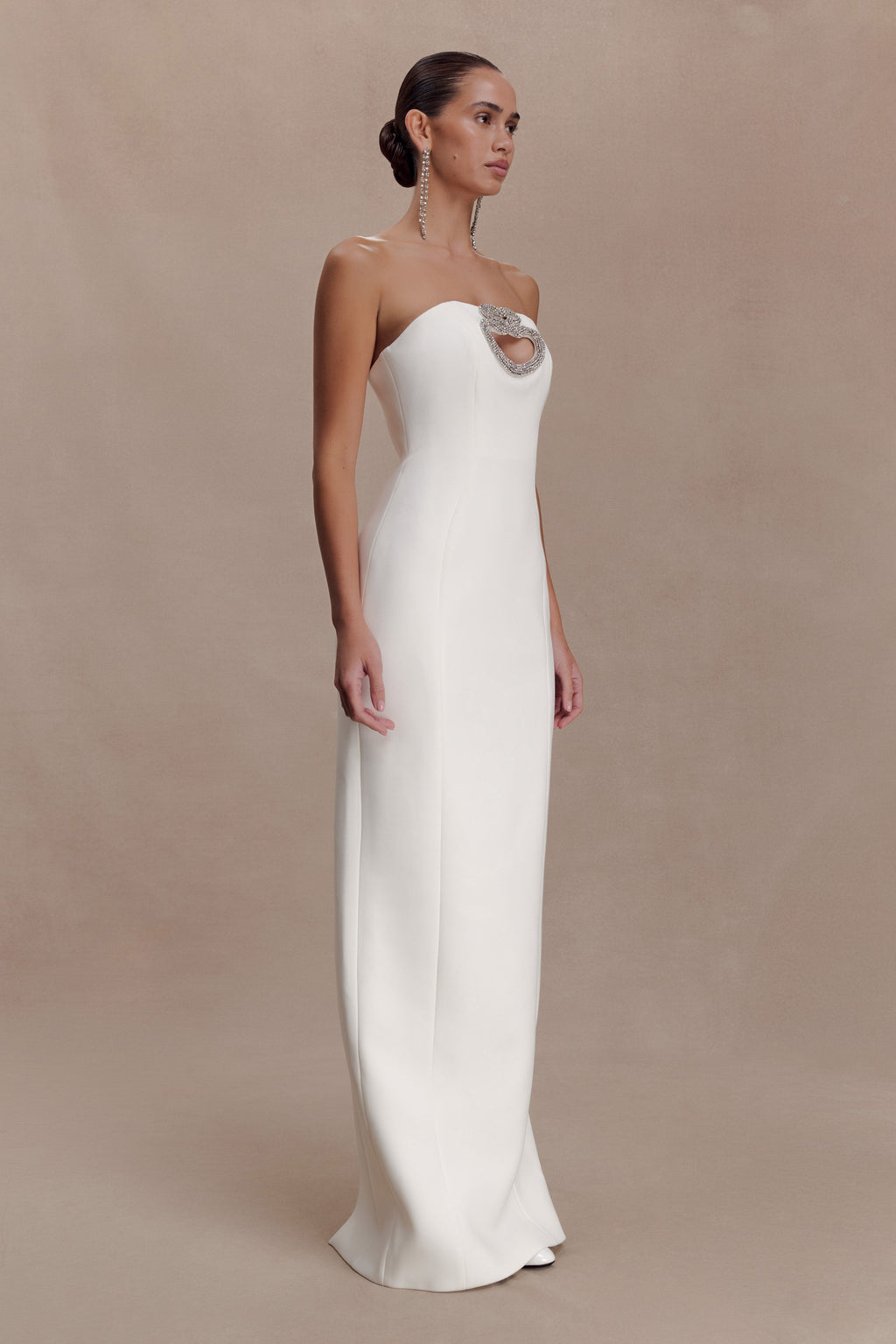 Hilda Embellished Strapless Maxi Dress - White