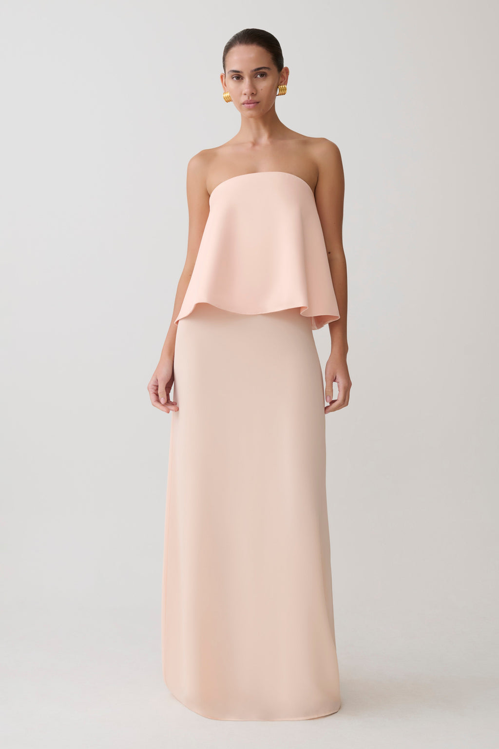 Sophia Satin Strapless Maxi Dress - Peach