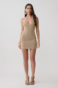 Renesmay Lurex Halter Mini Dress - Gold