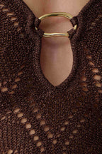 Chelsea Lurex Crochet Maxi Dress - Bronze