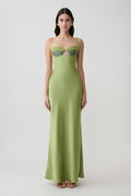 Fiorella Embellished Satin Maxi Dress - Pistachio