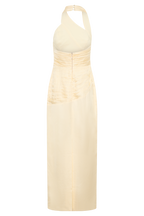 Chiara Halter Satin Maxi Dress - Buttermilk