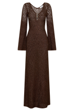 Chelsea Lurex Crochet Maxi Dress - Bronze